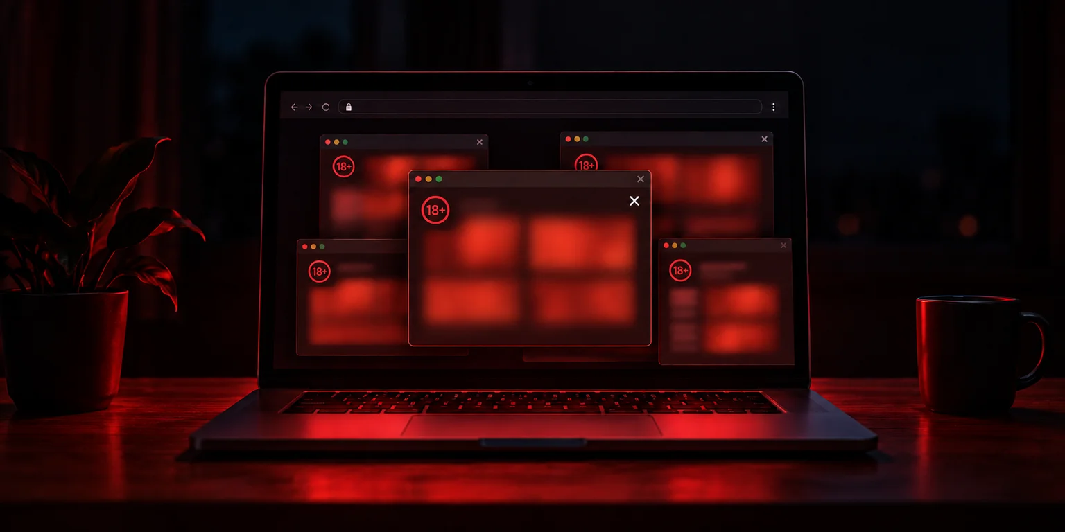 A laptop screen showing a browser notification settings list