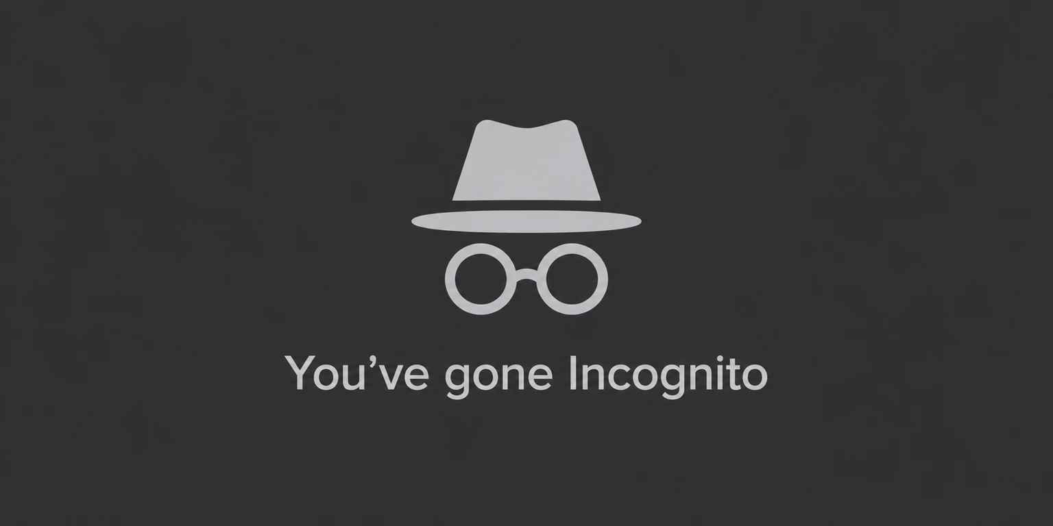 Incognito mode icon: a fedora hat and glasses on a dark background