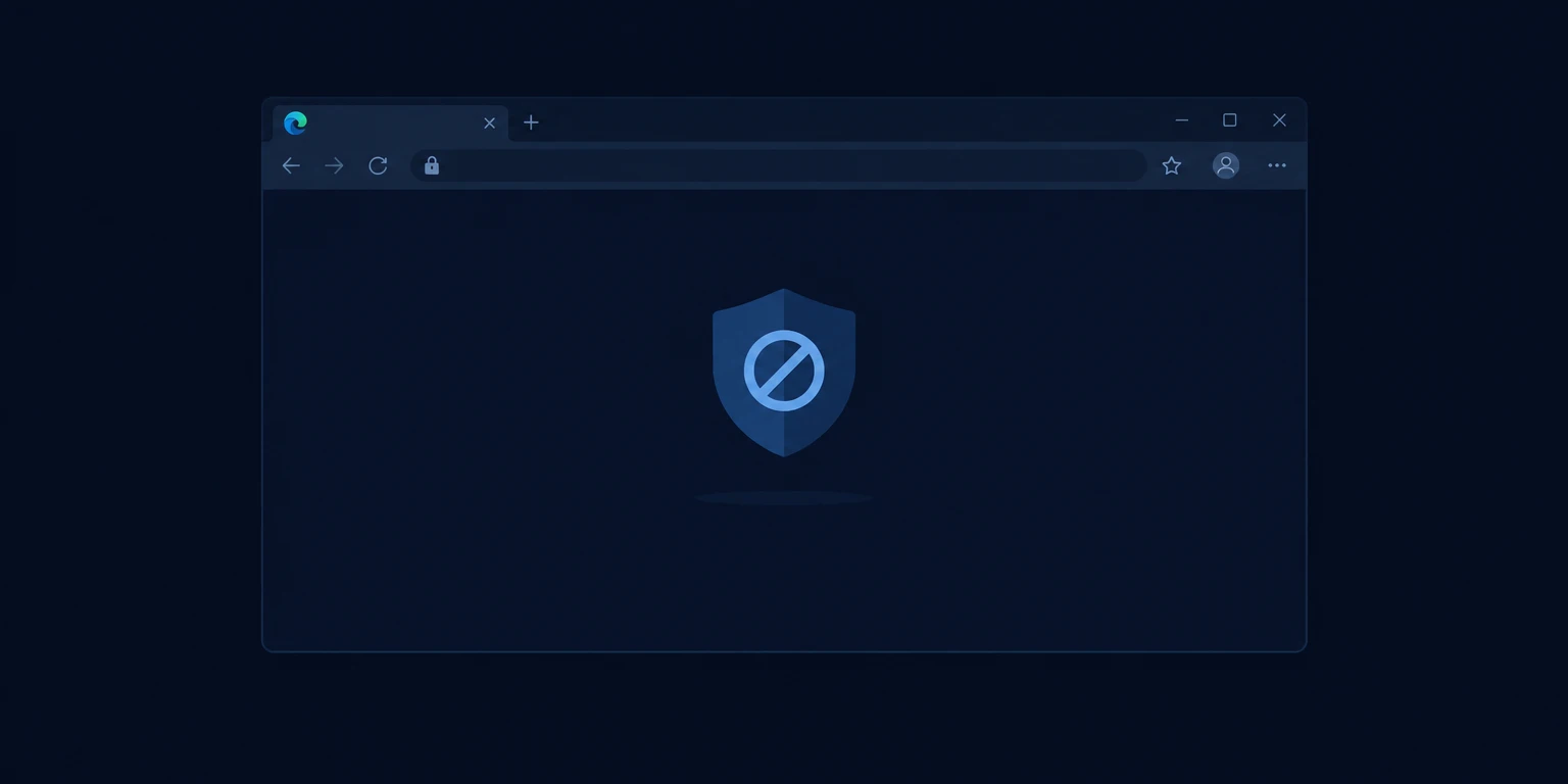A Microsoft Edge window showing a plain blocked page